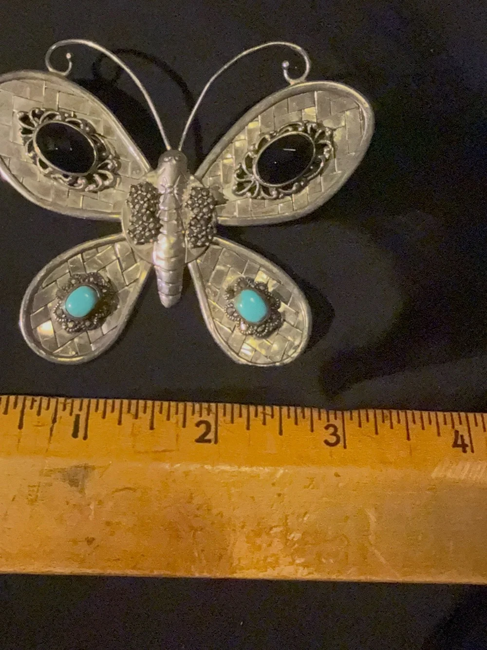 Vintage silver large butterfly pendant . - Picture 2 of 13